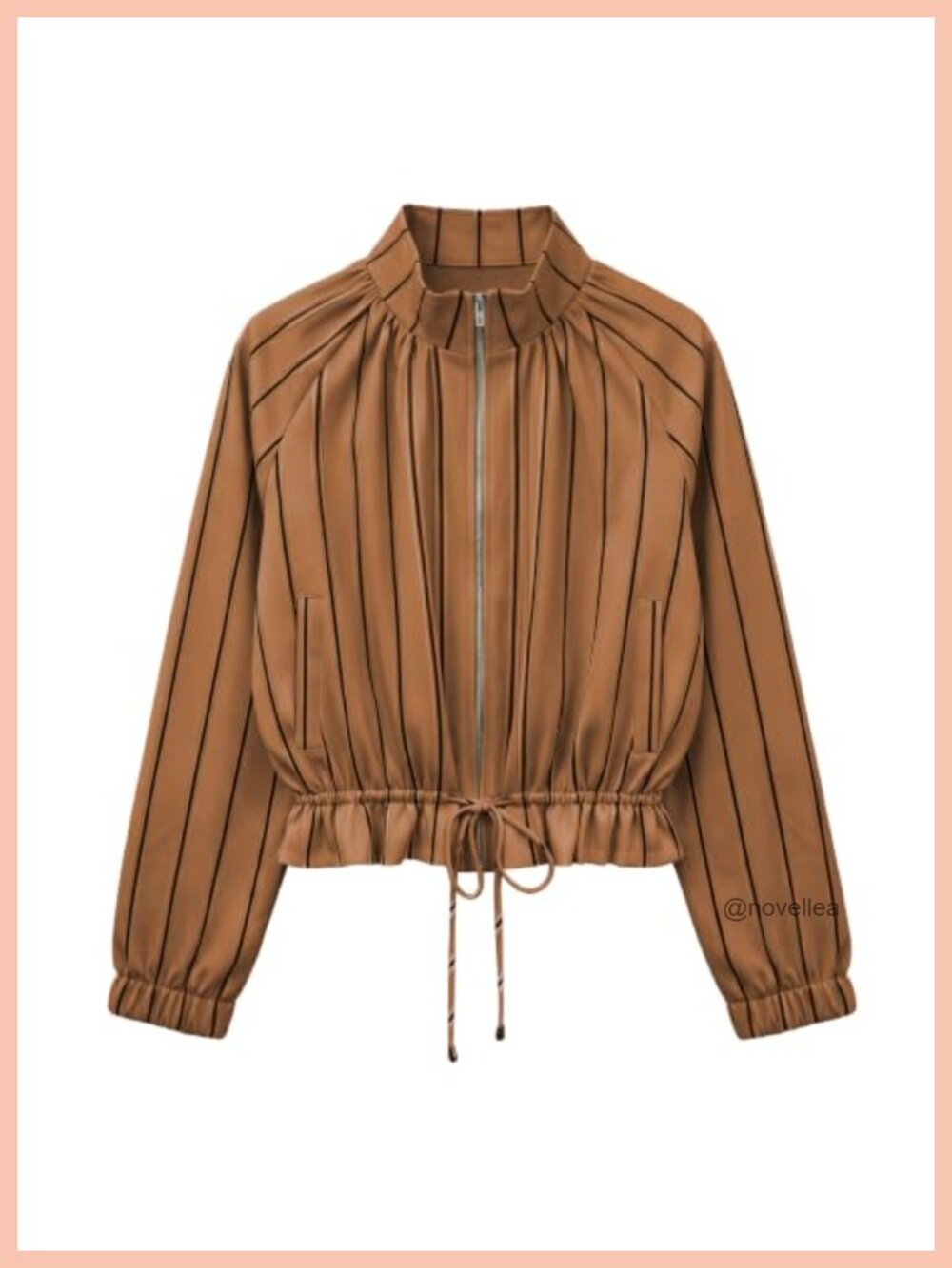 Women's Zip Up Cropped Ruffle Hem Jacket with Pockets Casual